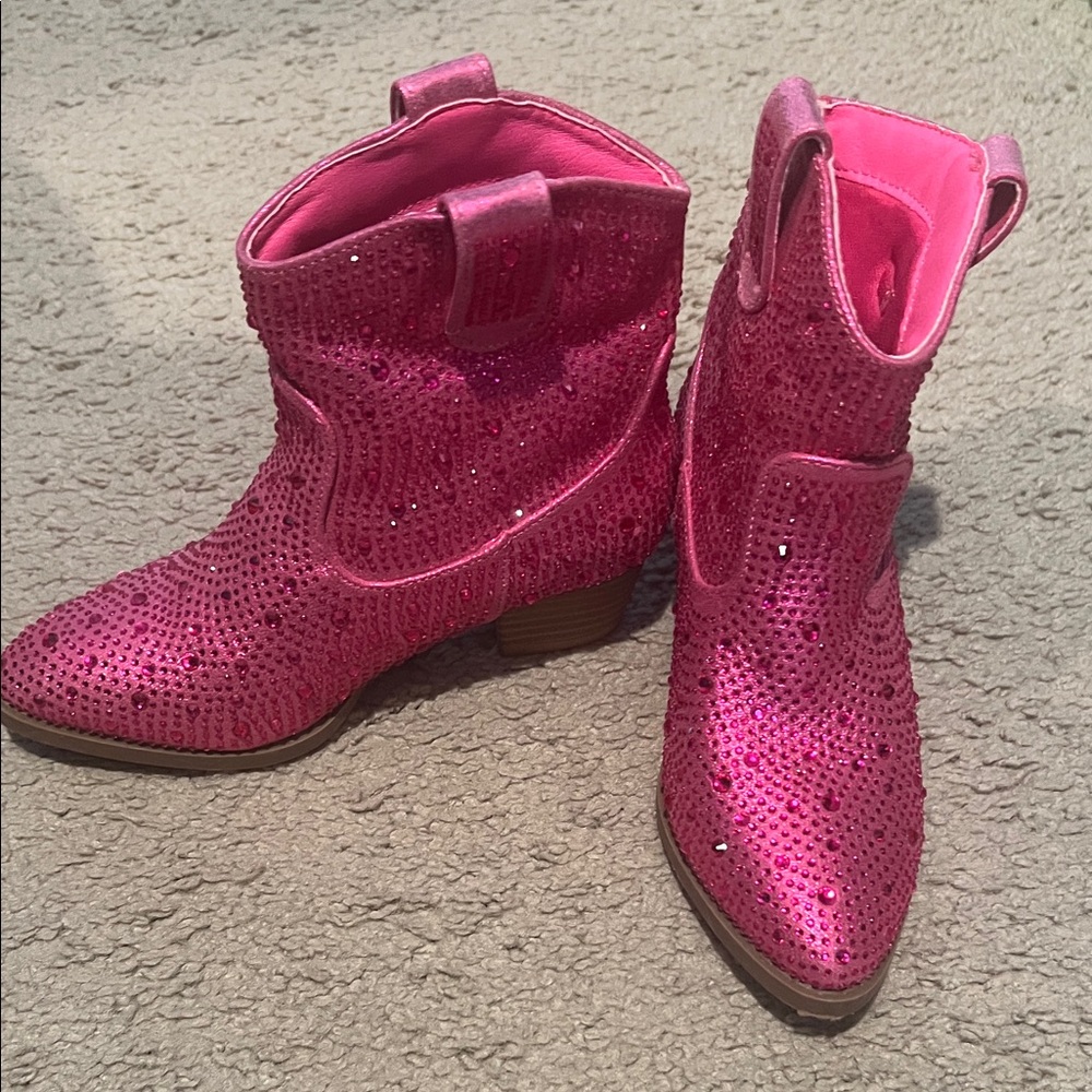 Link Pink Crystal-Embellished Western Booties